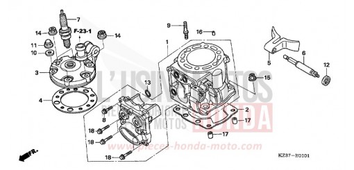 CYLINDRE/CULASSE (CR250R5-7) CR250R7 de 2007